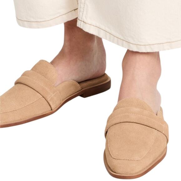 Kaanas Tan Cogno Suede Square Toe Slip On Mules - Picture 2 of 11